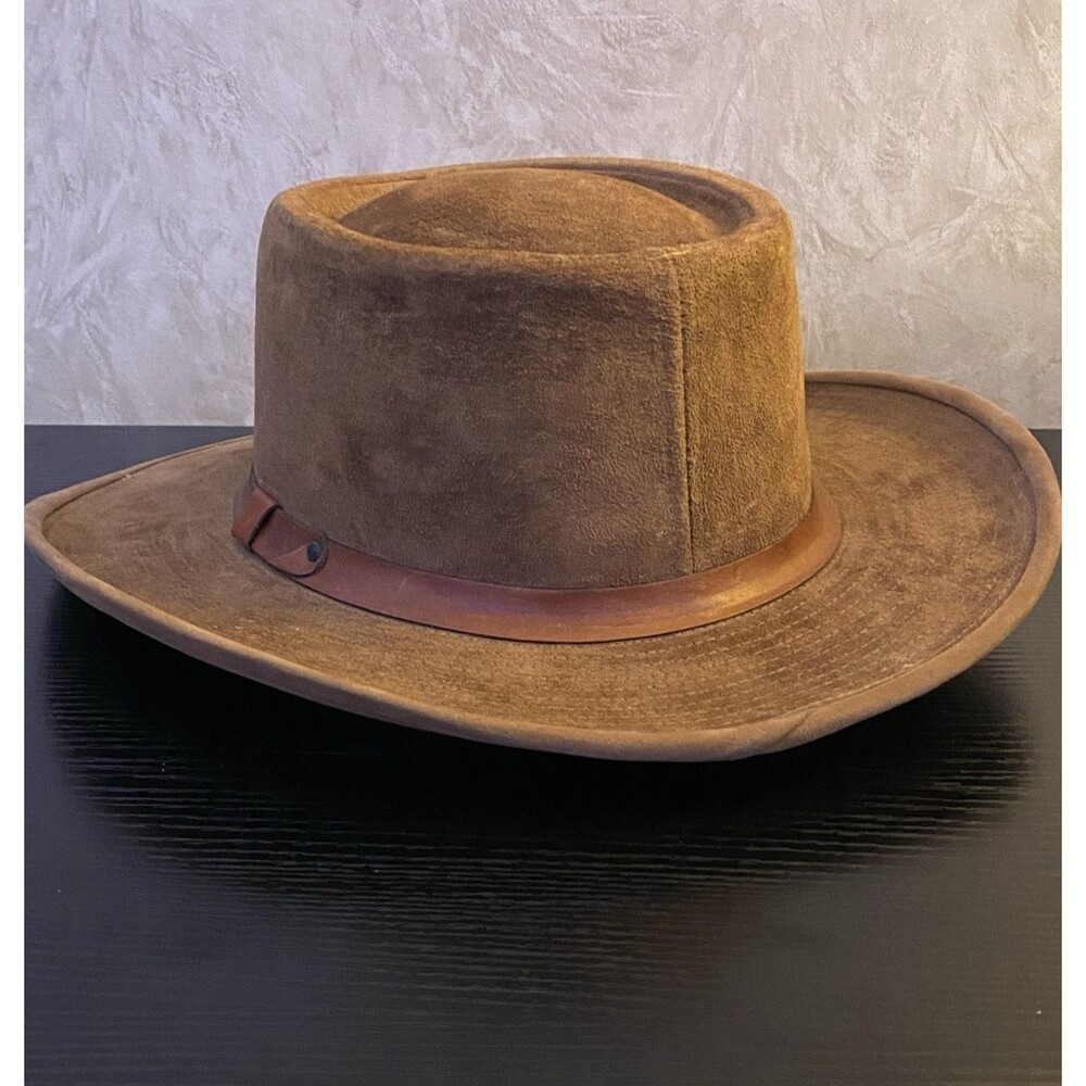 Vintage Woolrich genuine Leather Suede western Hat workers union label size L